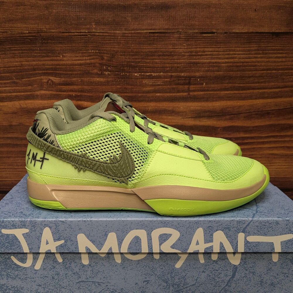 Nike Ja 1 Zombie Halloween Men's 11.5 Lime Green Basketball Shoes FD6565-300